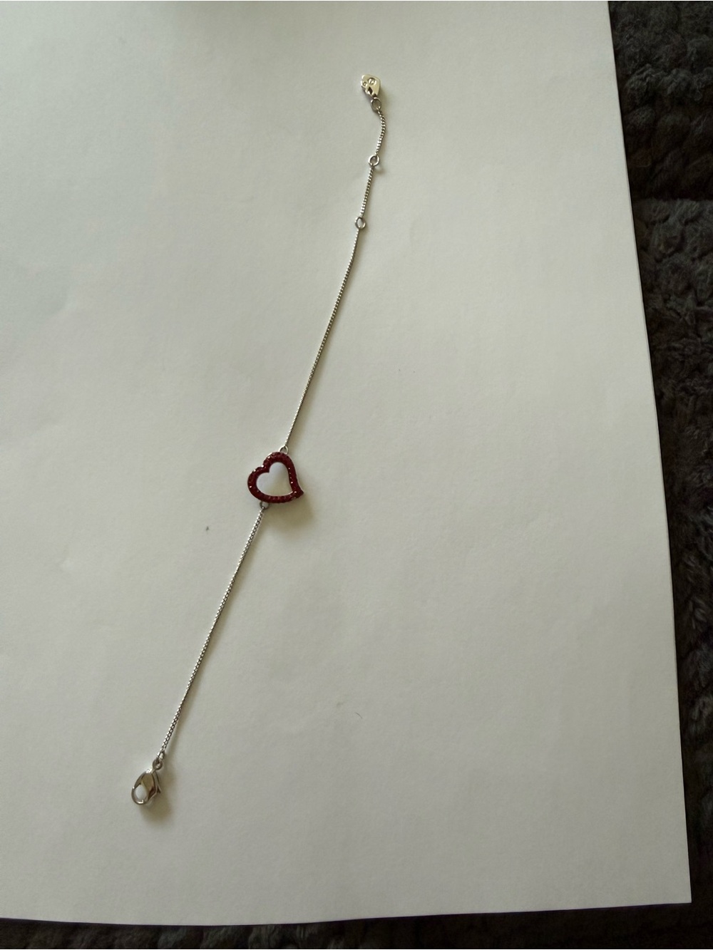 Swarovski Silver Chain Bracelet with Red Heart Charm